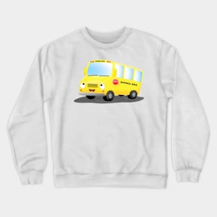 Cute happy yellow school bus cartoon Crewneck Sweatshirt